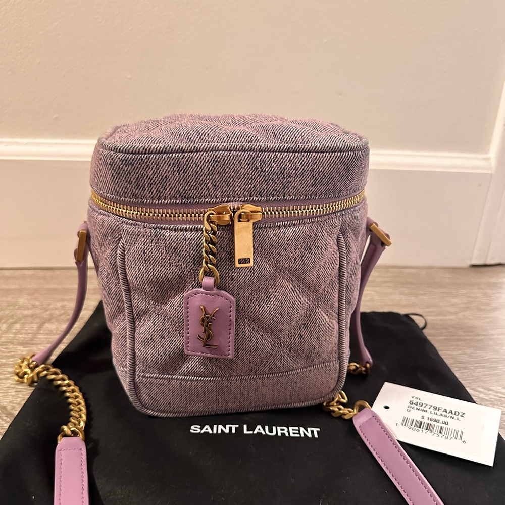 Saint Laurent ‘80s Quilted Lavender Denim Vanity Shoulder Bag